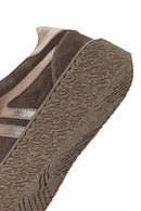 Kadın Vizon Bağcıklı Kalın Tabanlı Süet Deri Sneaker | Derimod