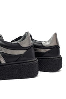 Kadın Siyah Bağcıklı Kalın Tabanlı Deri Sneaker | Derimod