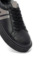 Kadın Siyah Bağcıklı Kalın Tabanlı Deri Sneaker | Derimod