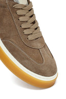 Woman Beige Laced Suede Leather Sneakers | Derimod
