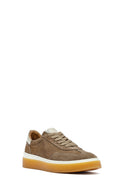 Woman Beige Laced Suede Leather Sneakers | Derimod