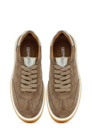 Woman Beige Laced Suede Leather Sneakers | Derimod