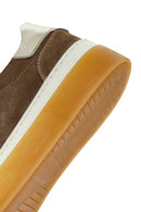 Woman Beige Laced Suede Leather Sneakers | Derimod