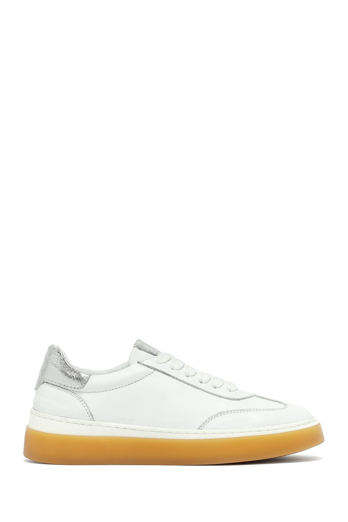 Woman White Laced Leather Sneakers 25AFD511218 | Derimod