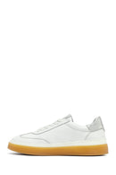 Woman White Laced Leather Sneakers | Derimod
