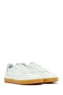 Woman White Laced Leather Sneakers | Derimod