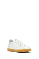 Woman White Laced Leather Sneakers | Derimod