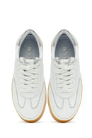 Woman White Laced Leather Sneakers | Derimod