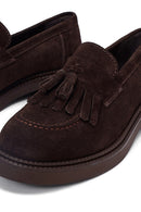Woman Brown Tassel Suede Leather Loafer | Derimod