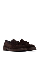 Woman Brown Tassel Suede Leather Loafer | Derimod