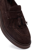 Woman Brown Tassel Suede Leather Loafer | Derimod