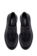 Woman Black Tassel Leather Masculine Loafer | Derimod
