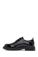Woman Black Laced Patent Leather Leather Masculine Shoes | Derimod
