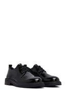 Woman Black Laced Patent Leather Leather Masculine Shoes | Derimod