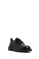 Woman Black Laced Patent Leather Leather Masculine Shoes | Derimod