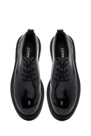 Woman Black Laced Patent Leather Leather Masculine Shoes | Derimod