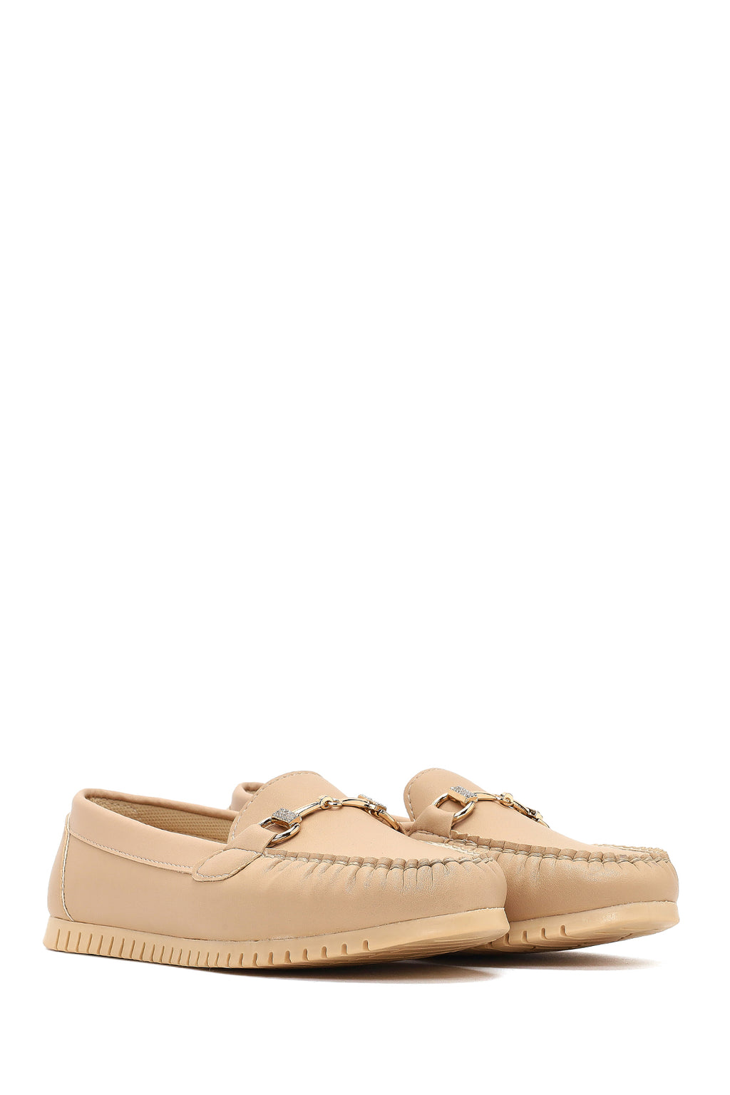 Kadın Bej Tokalı Loafer