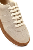 Kadın Bej Bağcıklı Kalın Tabanlı Süet Sneaker | Derimod