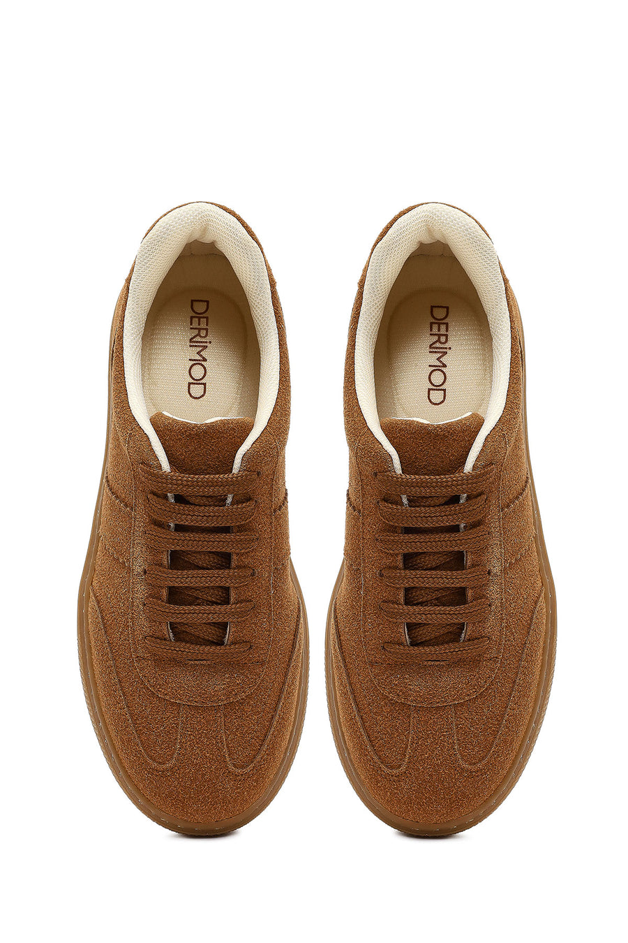 Kadın Taba Bağcıklı Kalın Tabanlı Süet Sneaker