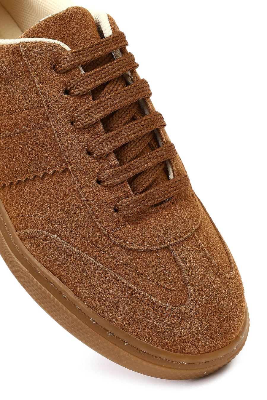 Kadın Taba Bağcıklı Kalın Tabanlı Süet Sneaker
