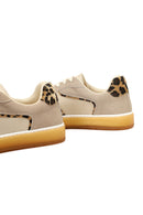 Kadın Bej Bağcıklı Kalın Tabanlı Desenli Deri Sneaker | Derimod