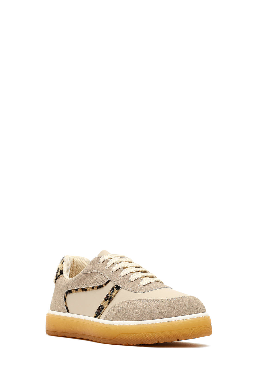 Kadın Bej Bağcıklı Kalın Tabanlı Desenli Sneaker