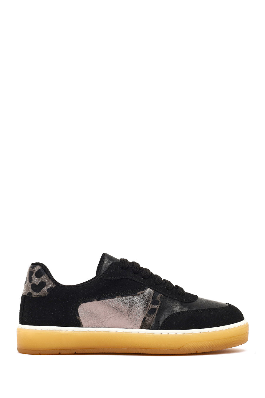 Kadın Siyah Bağcıklı Kalın Tabanlı Desenli Sneaker 25AFE145314 | Derimod