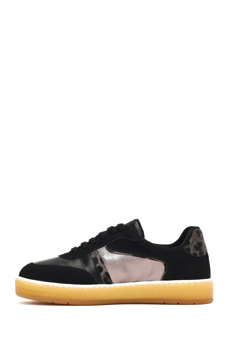 Kadın Siyah Bağcıklı Kalın Tabanlı Desenli Sneaker
