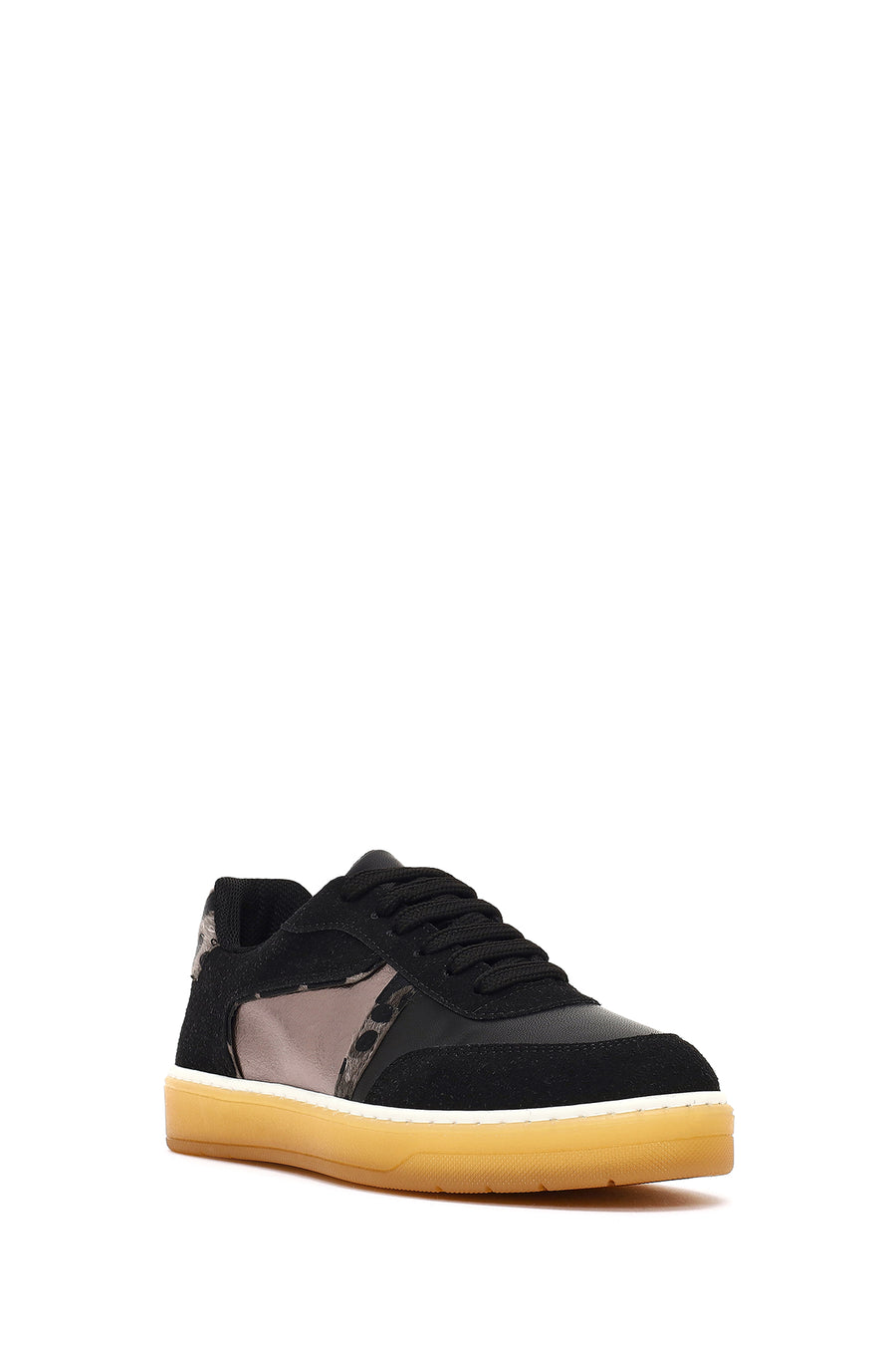 Kadın Siyah Bağcıklı Kalın Tabanlı Desenli Sneaker