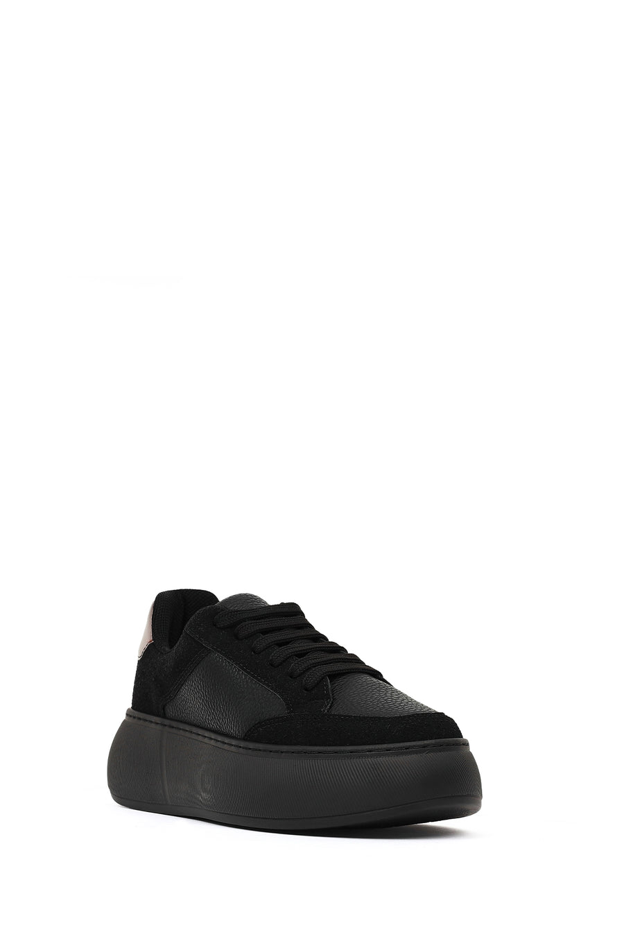Kadın Siyah Bağcıklı Kalın Tabanlı Sneaker