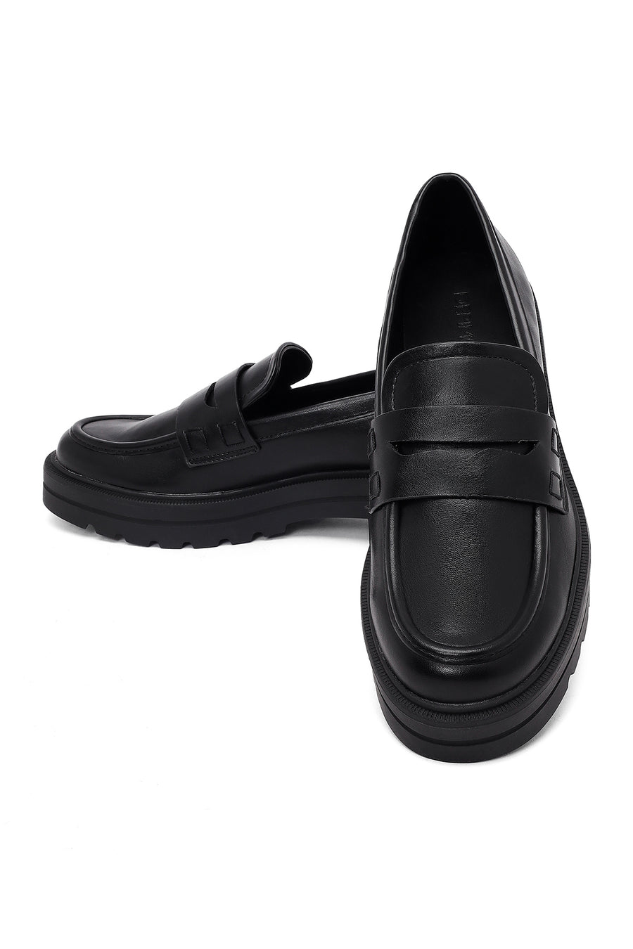 Women's Black Thick-Soled Masculine Loafer