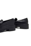 Women's Black Thick-Soled Masculine Loafer | Derimod