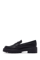 Women's Black Thick-Soled Masculine Loafer | Derimod