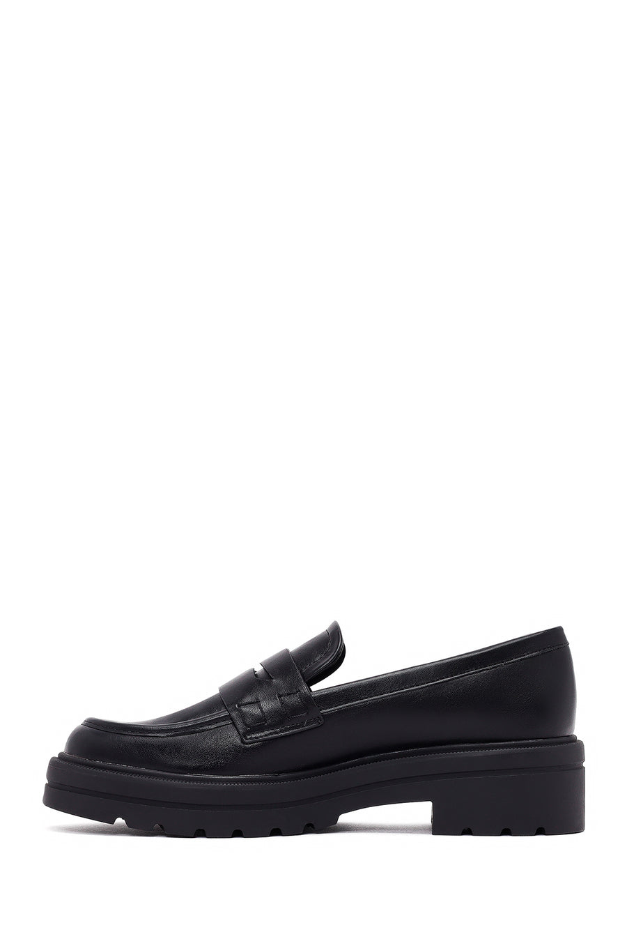 Women's Black Thick-Soled Masculine Loafer