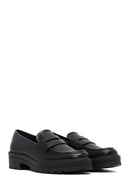 Women's Black Thick-Soled Masculine Loafer | Derimod
