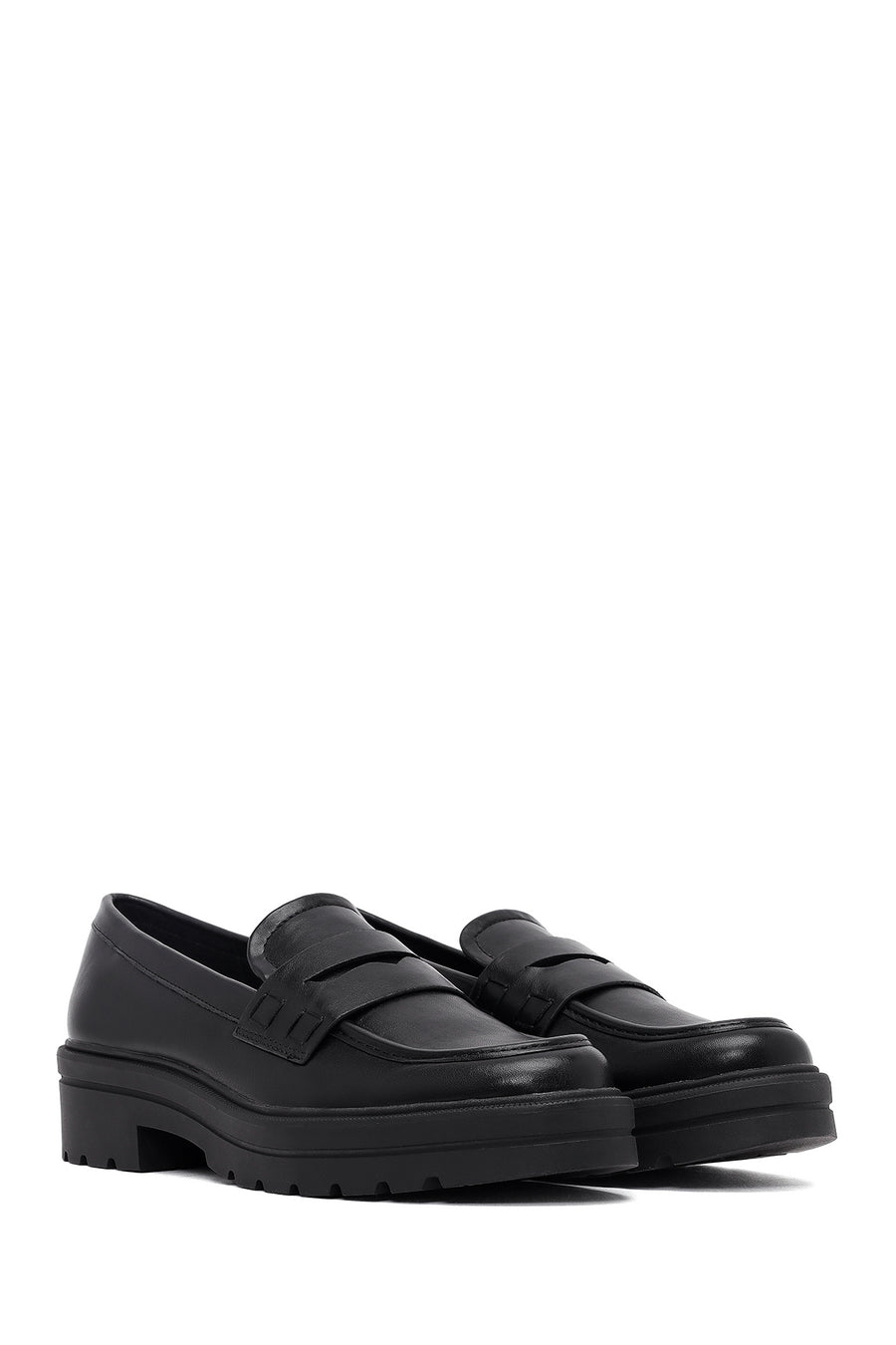 Women's Black Thick-Soled Masculine Loafer