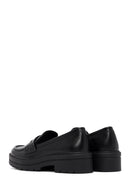 Women's Black Thick-Soled Masculine Loafer | Derimod