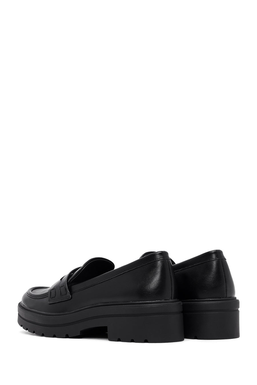 Women's Black Thick-Soled Masculine Loafer