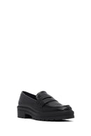 Women's Black Thick-Soled Masculine Loafer | Derimod