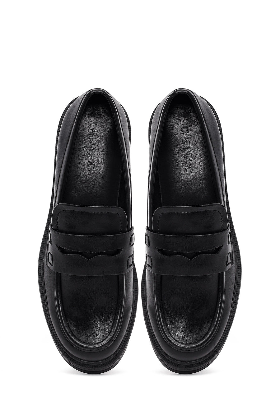 Women's Black Thick-Soled Masculine Loafer