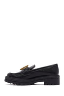 Women's Black Buckled Thick-Soled Masculine Loafer | Derimod