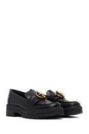 Women's Black Buckled Thick-Soled Masculine Loafer | Derimod