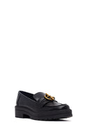 Women's Black Buckled Thick-Soled Masculine Loafer | Derimod