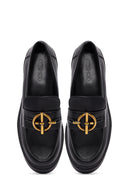 Women's Black Buckled Thick-Soled Masculine Loafer | Derimod