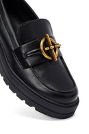 Women's Black Buckled Thick-Soled Masculine Loafer | Derimod