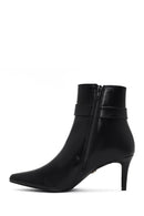 Women's Black Zippered Thin Heeled Boots | Derimod