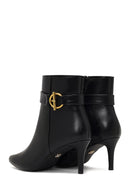 Women's Black Zippered Thin Heeled Boots | Derimod