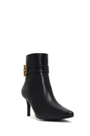 Women's Black Zippered Thin Heeled Boots | Derimod