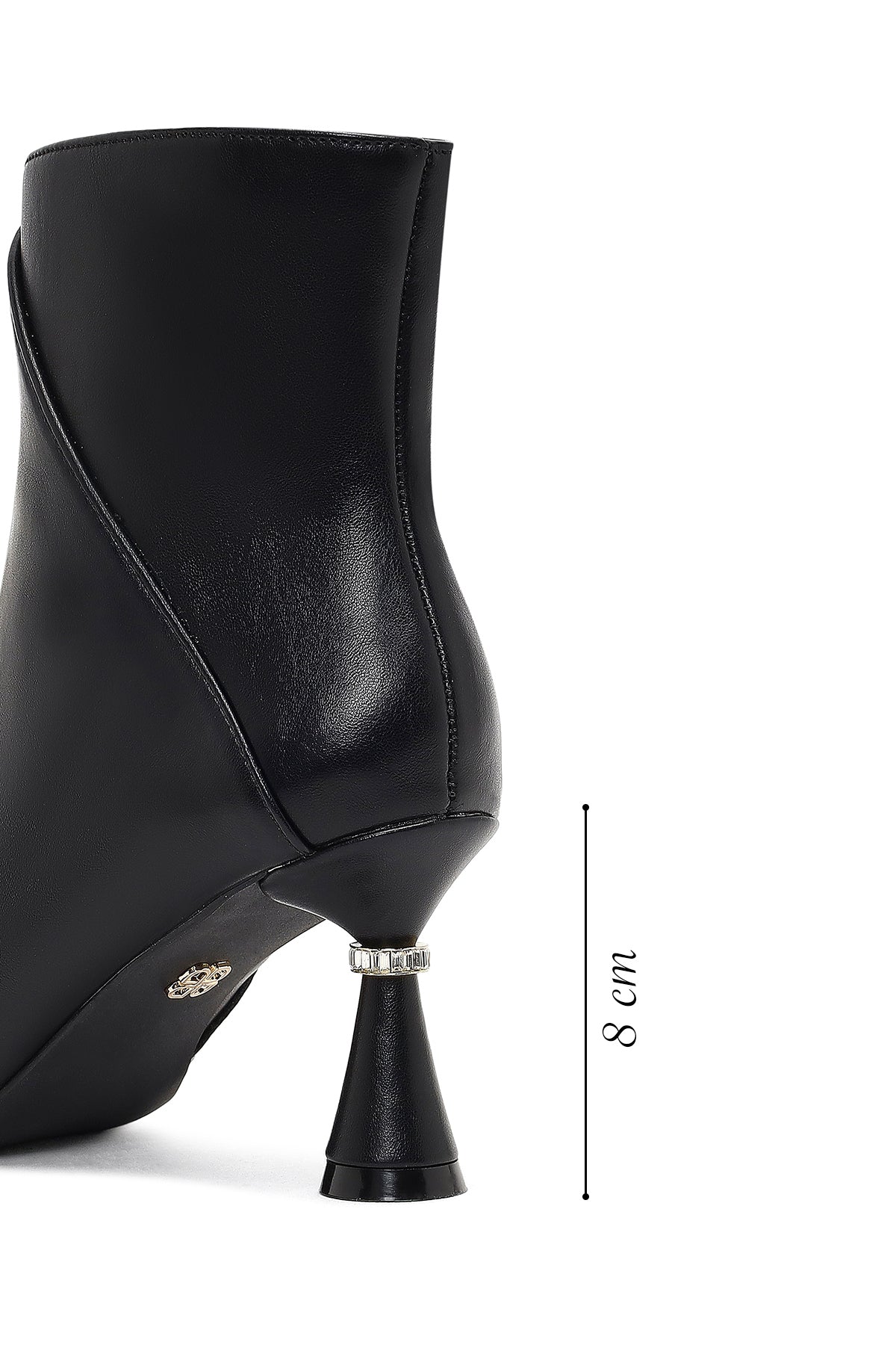 Kadın Siyah Fermuarlı Taş Detaylı Topuklu Bot