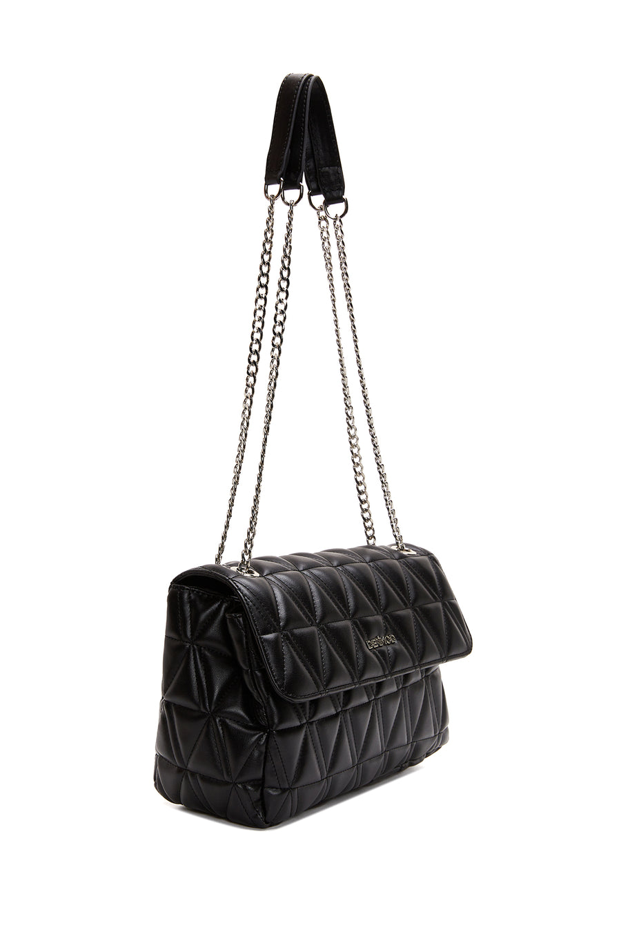 Women's Black Long Strap Quilted Shoulder Bag